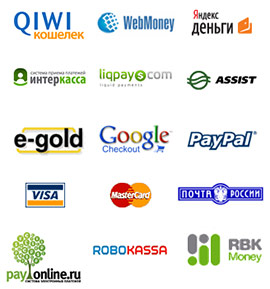 Способы оплаты - электронные карты, электронные деньги, банковские переводы